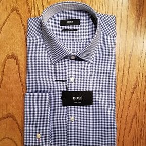Hugo Boss Jac blue white check slim shirt 15.5